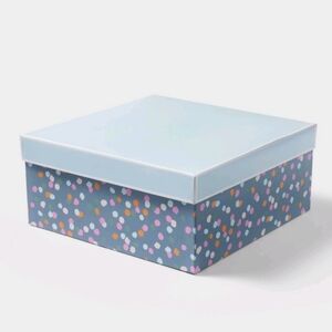 Spritz Polka Dot Gift Box 10 x 10 x 4.5 Square With Gift Wrap Tissue Paper